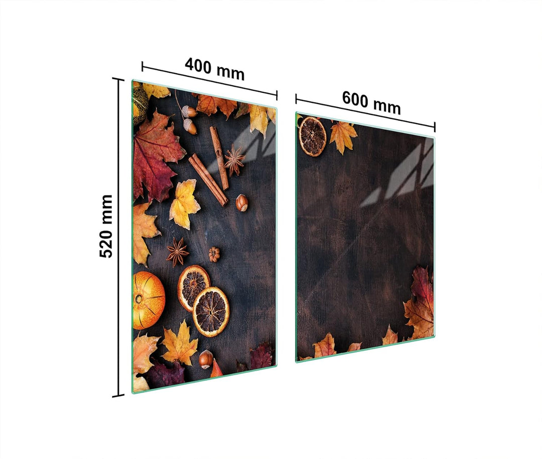 Herdabdeckplatten tweiteilig 100x52 cm Ceranfeld Abdeckung Glas Spritzschutz Abdeckplatte Glasplatte