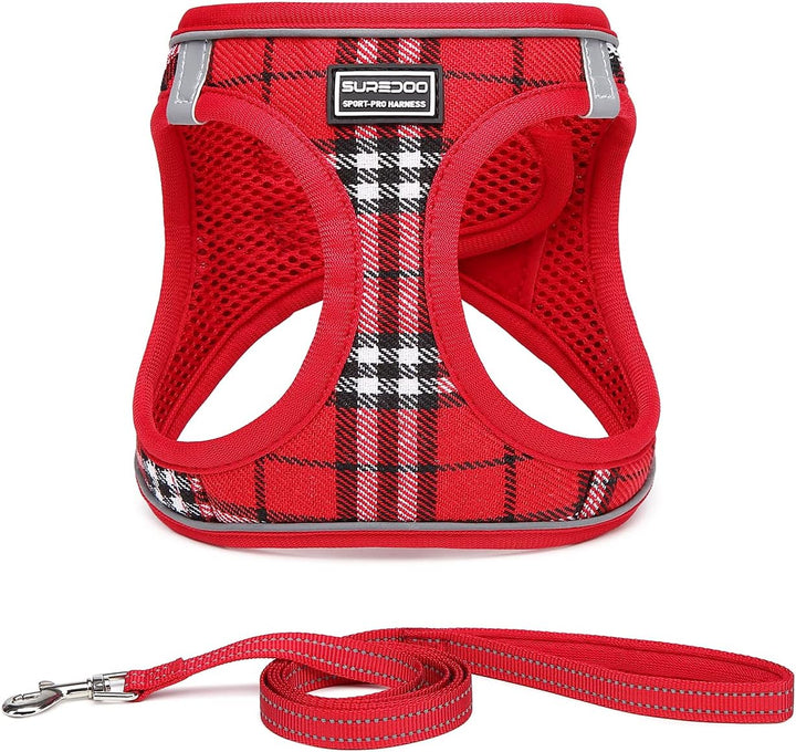 Suredoo Hundegeschirr Kleine Hunde mit Leine, Anti Zug Geschirr Reflektierend Atmungsaktiv Brustgesc