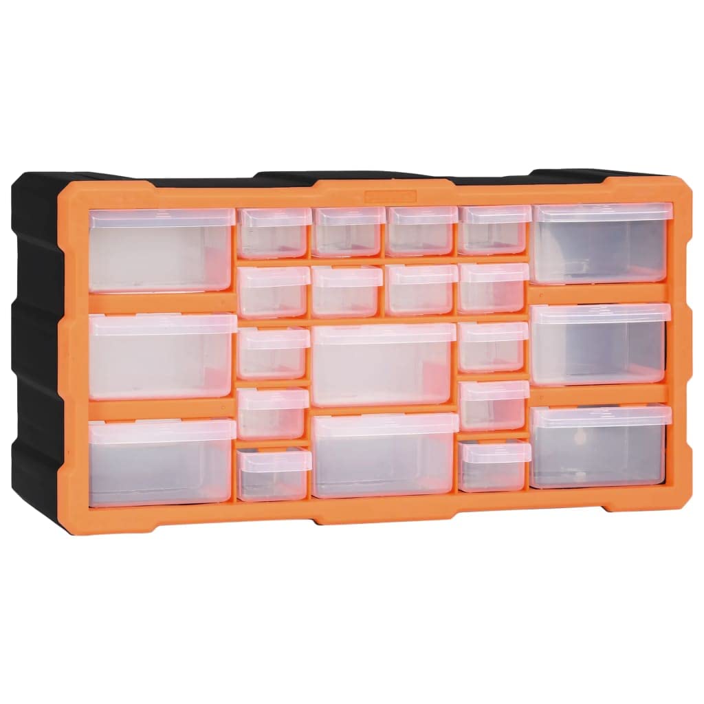 Multi-Schubladen-Organizer mit 22 Schubladen 49x16x25,5 cm Orange und Schwarz 22 Schubladen, Orange