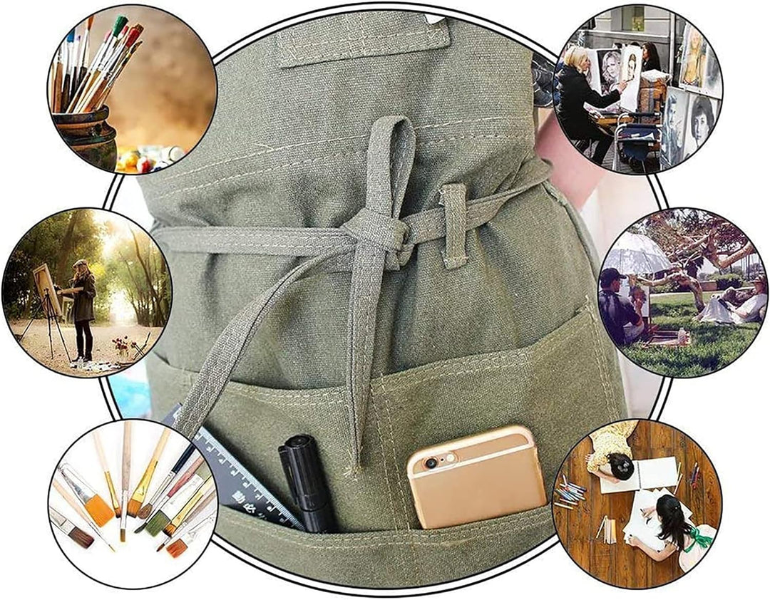 SH-RuiDu Verstellbare Latzschürze, Werkstatt-Werkzeug-Schürze mit gekreuzten Trägern und Werkzeugtas