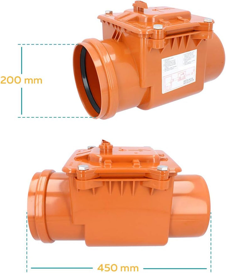 PEŠTAN Rückstauverschluss Ø DN 200 Orange | Rückschlagklappe Rückstauventil Rückstauklappe Rückstauv