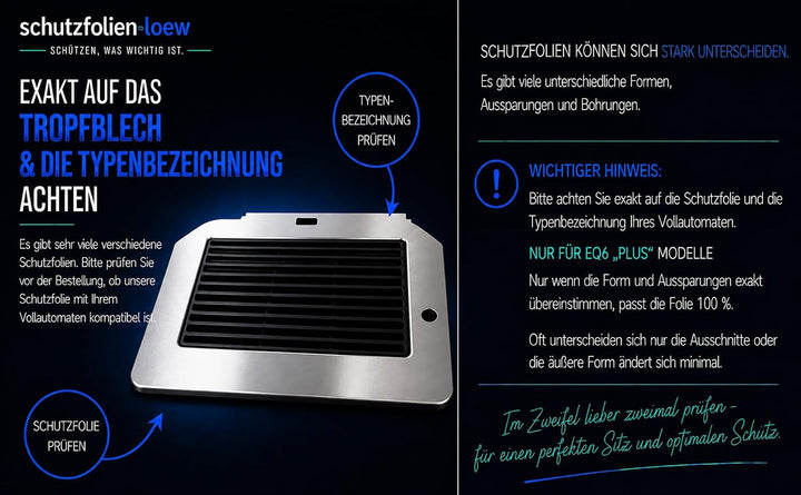 5 x Schutzfolie für Siemens EQ6 "plus" S100 - S300 - S400 - S500 - s700 - s800 - ExtraKlasse - Abtro