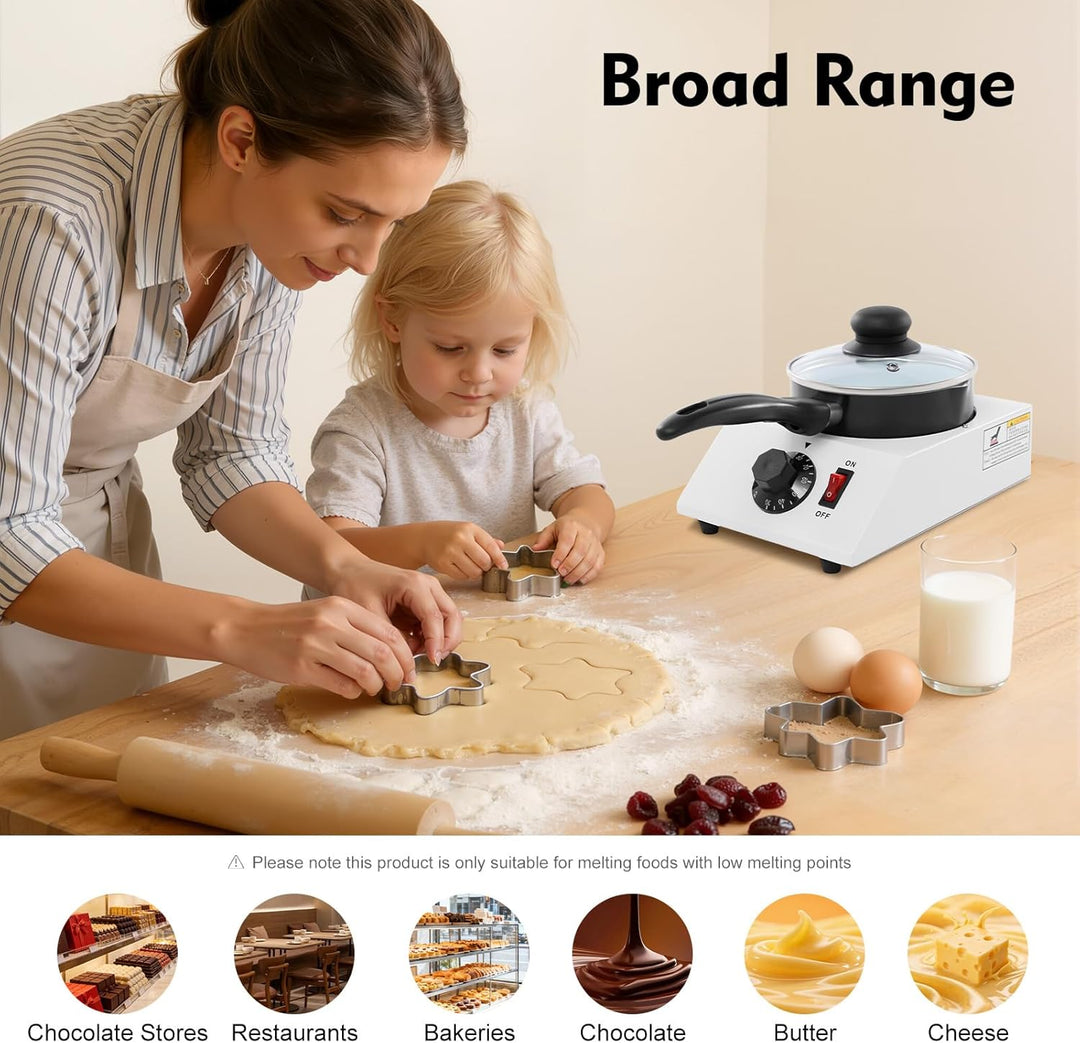 Electric Chocolate Melting Pot Candy Melts Schmelzgerät 1kg mit PTC-Heiztechnologie & Einstellbarer