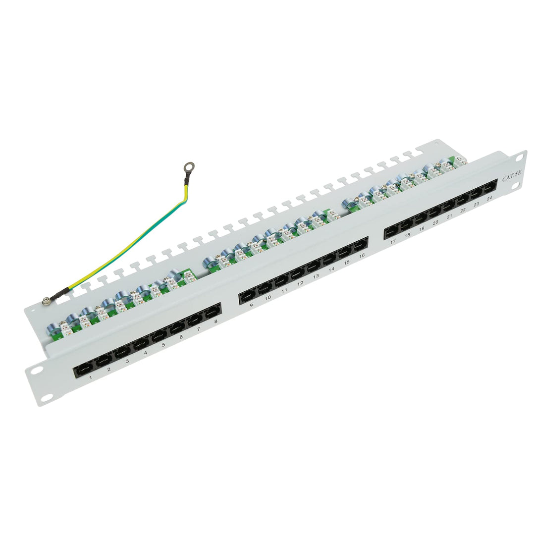 RackMatic - Patch-Panel 1HE 24 RJ45 UTP Cat.5e Weiss kamm