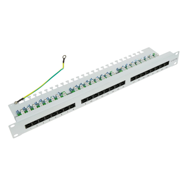 RackMatic - Patch-Panel 1HE 24 RJ45 UTP Cat.5e Weiss kamm