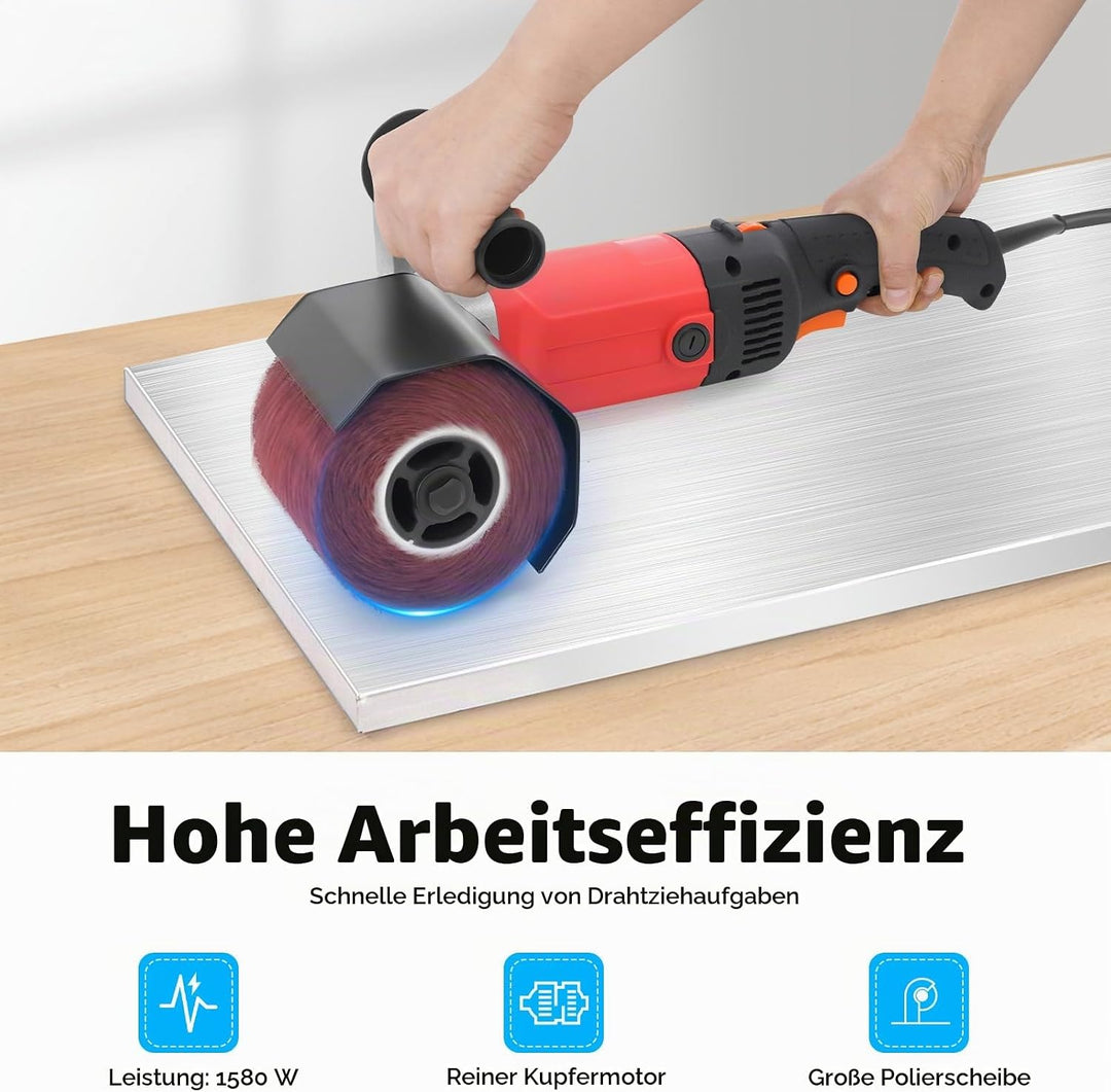 1580W Satiniermaschine mit Überlastschutz, 220V Bürstenschleifer Exzenterschleifer Poliermaschine, W