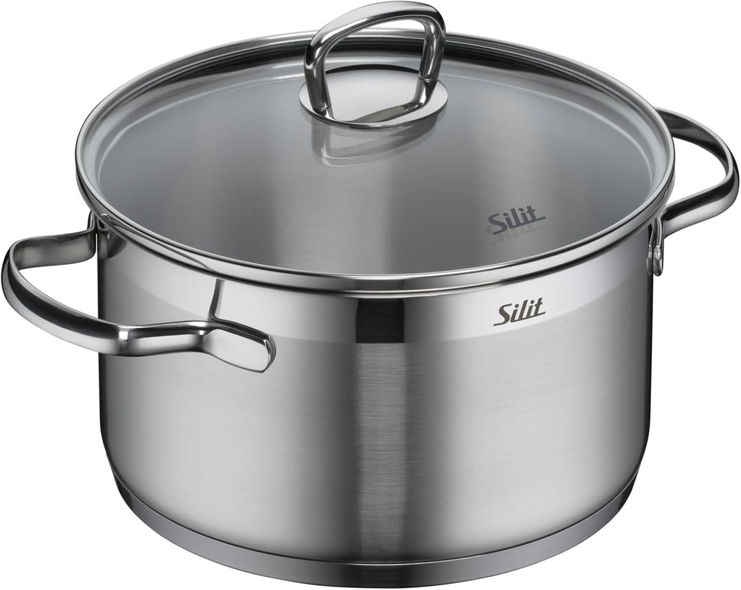 Silit Toskana Topfset Induktion 5-teilig, Edelstahl teilmattiert, Induktionstöpfe unbeschichtet, Gla