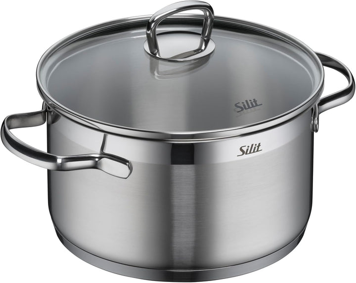 Silit Toskana Topfset Induktion 5-teilig, Edelstahl teilmattiert, Induktionstöpfe unbeschichtet, Gla