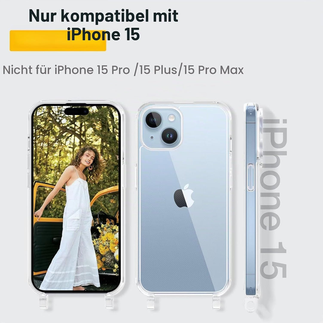 GOODVISH Handykette für iPhone 15 Hülle mit Band | Kameraschutz und Bildschirmschutz | | Necklace Ha