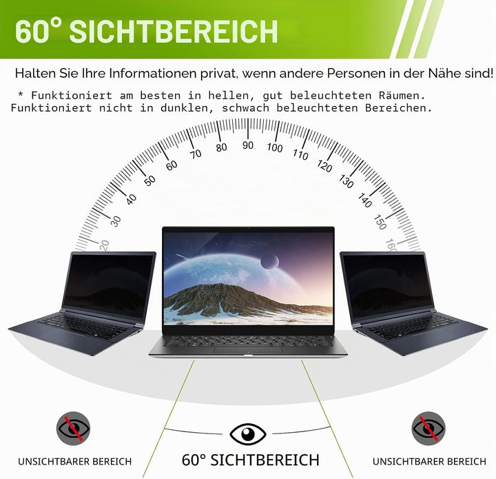 SOPPY Blickschutzfilter, 14 Zoll Laptop Blickschutzfolie, Laptop Screen Filter Datenschutz Bildschir