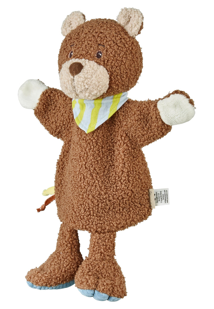 Sterntaler Handpuppe Bär Bob aus weichem Flausch, Kinder- und Babyspielzeug mit Halstuch, wattiert,