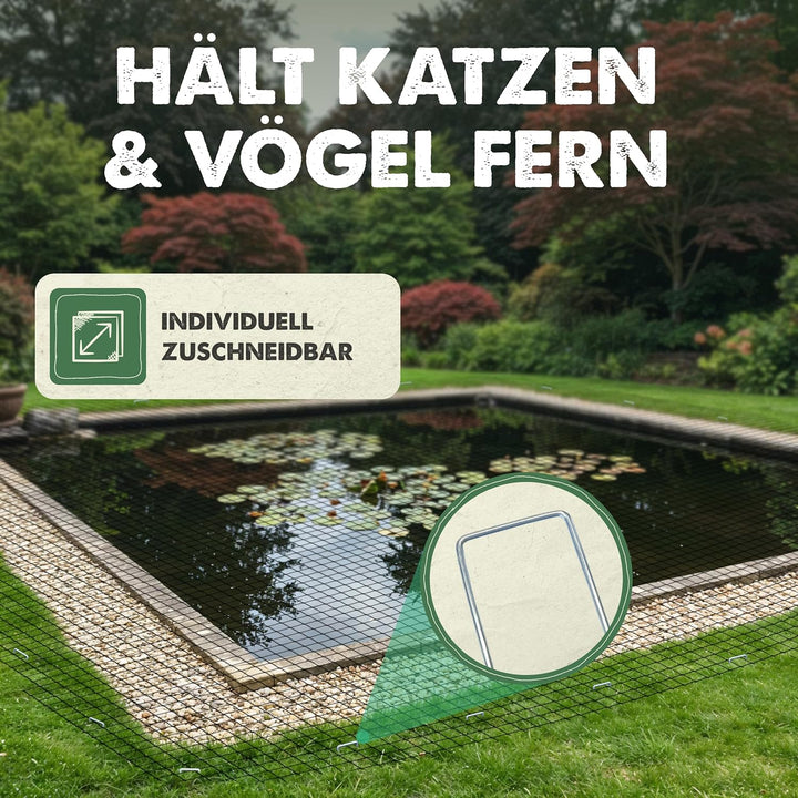Teichnetz feinmaschig, 5 x 5 Meter, Witterungs- &amp; UV-beständig, Vogelnetz, Hühnernetz, Balkonnetz, N