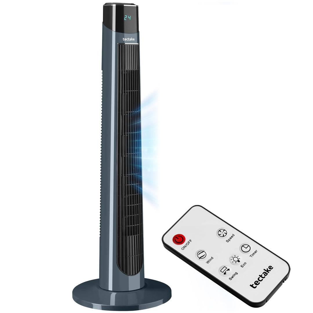TecTake® Turmventilator, 93 cm, extrem leise, energiesparend, 90° Schwenkfunktion, 3 Modi, 3 Stufen,