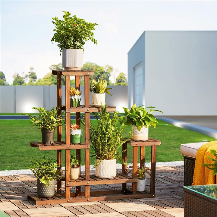 Yaheetech Blumenregal Pflanzentreppe 6 stufen Blumentreppe Holz klappbar Blumenleiter Pflanzleiter f