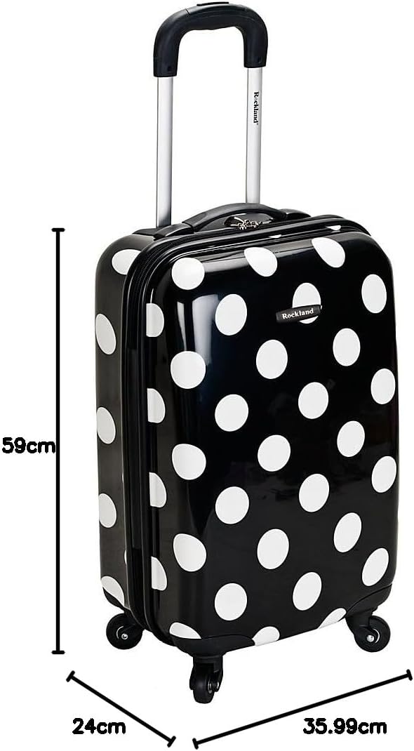 Rockland Laguna Beach Hartschalen-Spinner-Gepäck, Schwarze Punkte, Handgepäck, 50,8 cm (20 Zoll), Sc