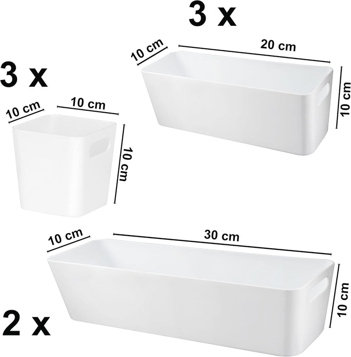 8 Teile Organizer Set - 10 cm hoch - weiss - Boxen in 3 Grössen - Schubladeneinsatz - passend für Sc