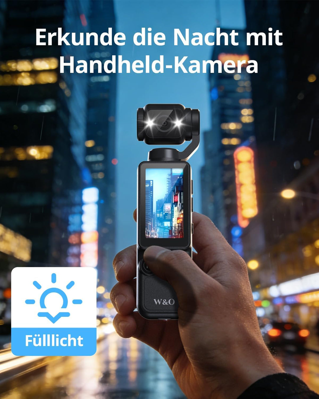 W & O 2,5K Vlog Kamera mit 180° Drehbarer Objektiv,Taschen Körperkamera Bodycam mit Audio&Video Aufn