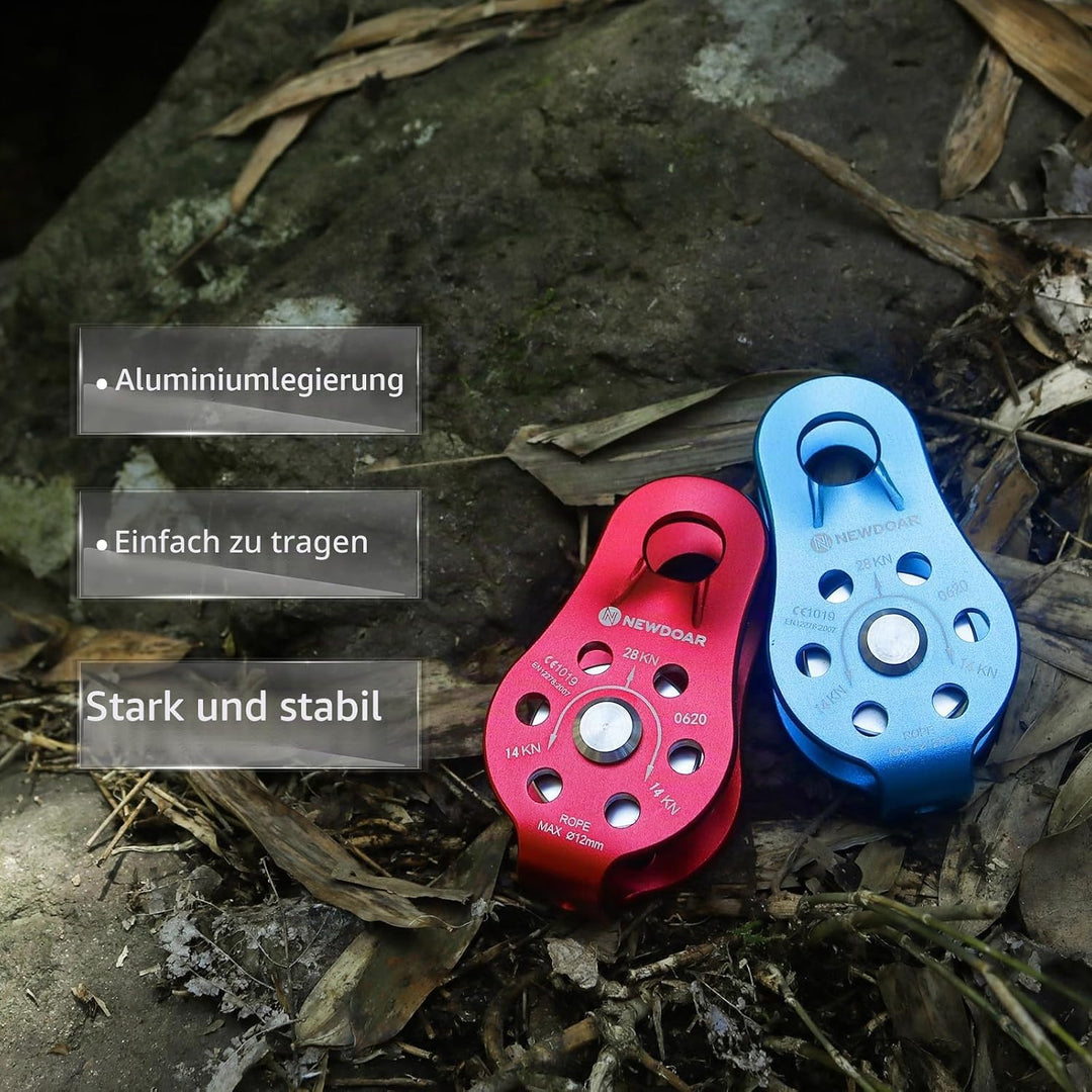 NewDoar CE-Zertifizierter 28KN Mikro Seilrolle Umlenkrolle für Seile mit max. Durchmesser bis 12 mm