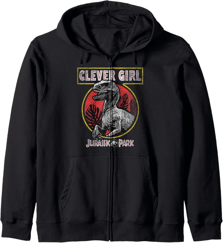 Jurassic Park Clever Girl Raptor Roar Circle Logo Kapuzenjacke