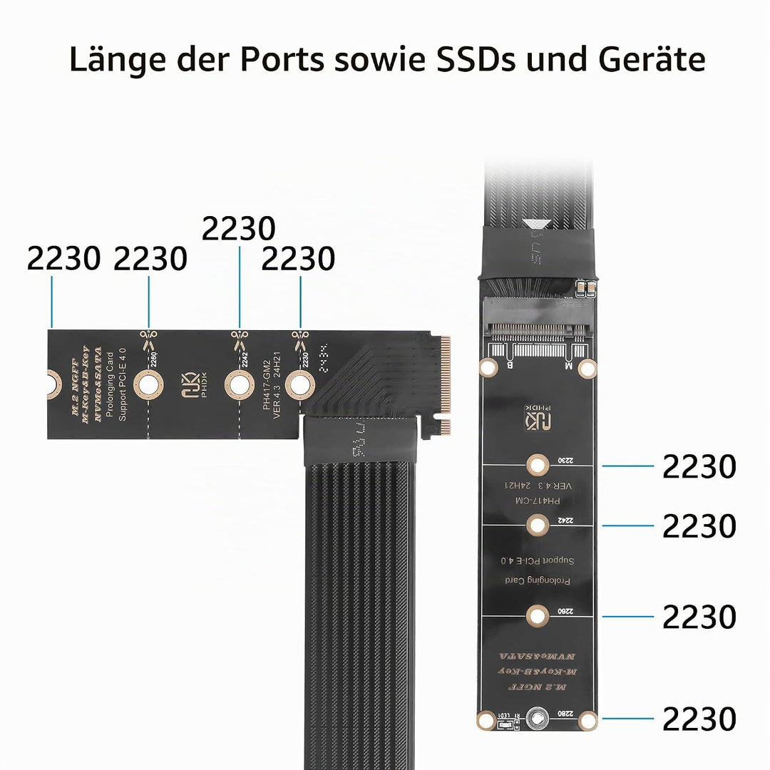 GINTOOYUN 90 Grad NGFF M.2 M-KEY NVME Verlängerungskabel 40 CM PCIe 3.0/4.0 M.2 NVME/NGFF SSD Band F