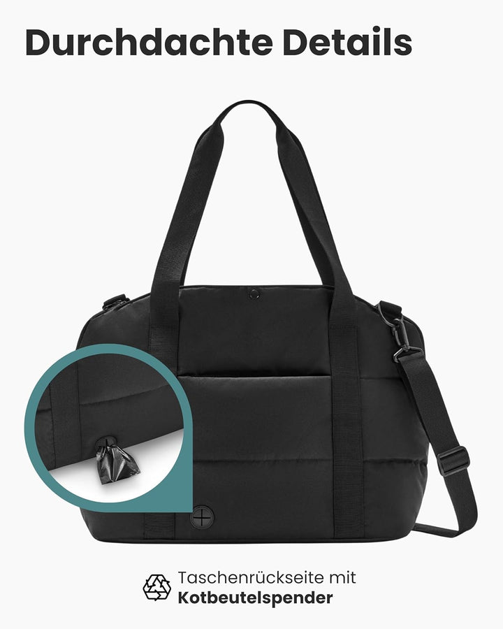 Larkson Hundetragetasche Schwarz - Frida - Aufklappbare Hundetasche für Kleine Hunde bis 8kg - Trans