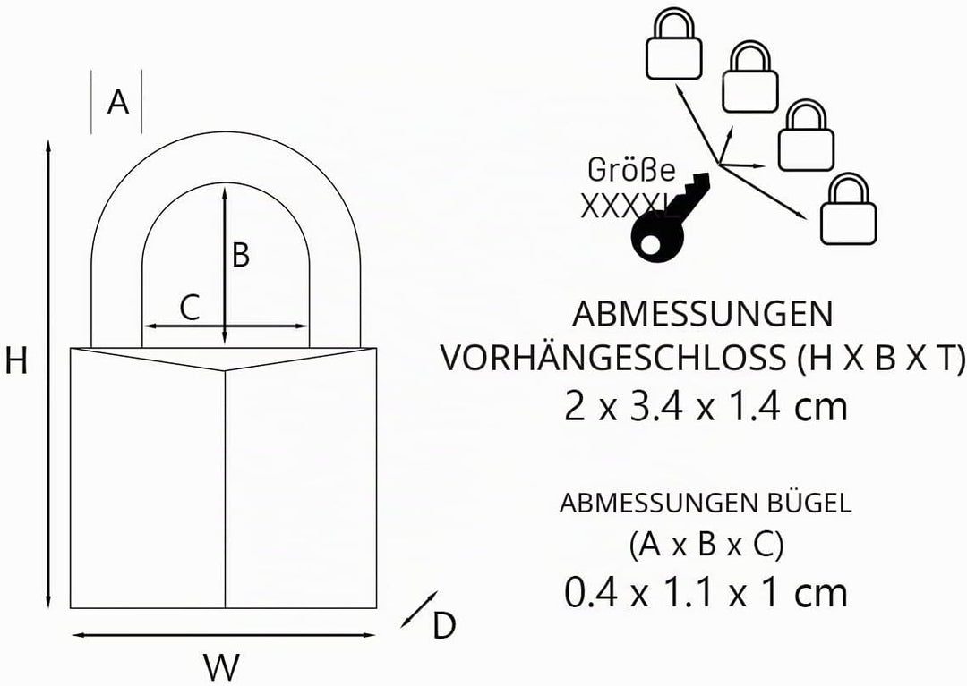 MASTER LOCK 120EURQNOP 4 VORHÄNGESCHLÖSSER 20MM VOLLMESSING STAHLBÜGEL 11MM Gold, Gold