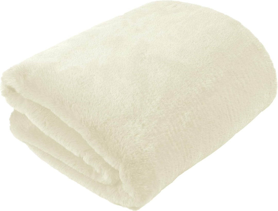 jilda-tex Wohn- Kuscheldecke Felloptik Rabbit Deluxe 150x200 cm 750 GSM Felldecke (Weiss) Weiss 150x