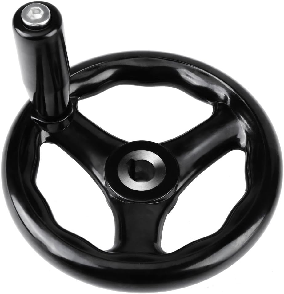 Handrad 1 Stück 12 * 125mm Schwarz Rundes 3 Speichen Handrad mit Drehgriff für Drehmaschine Fräsmasc