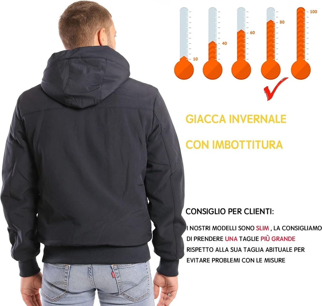 TONY BACKER Herren-Winterjacke, Softshelljacke, wasserdicht, winddicht, mit Kapuze, warme Jacke für