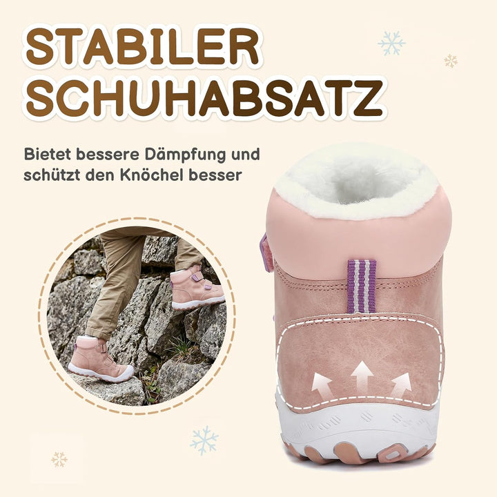 Mishansha Kinder Winterschuhe Gefüttert Winterstiefel für Jungen Mädchen Gr.24-38 33 EU Pink, 33 EU