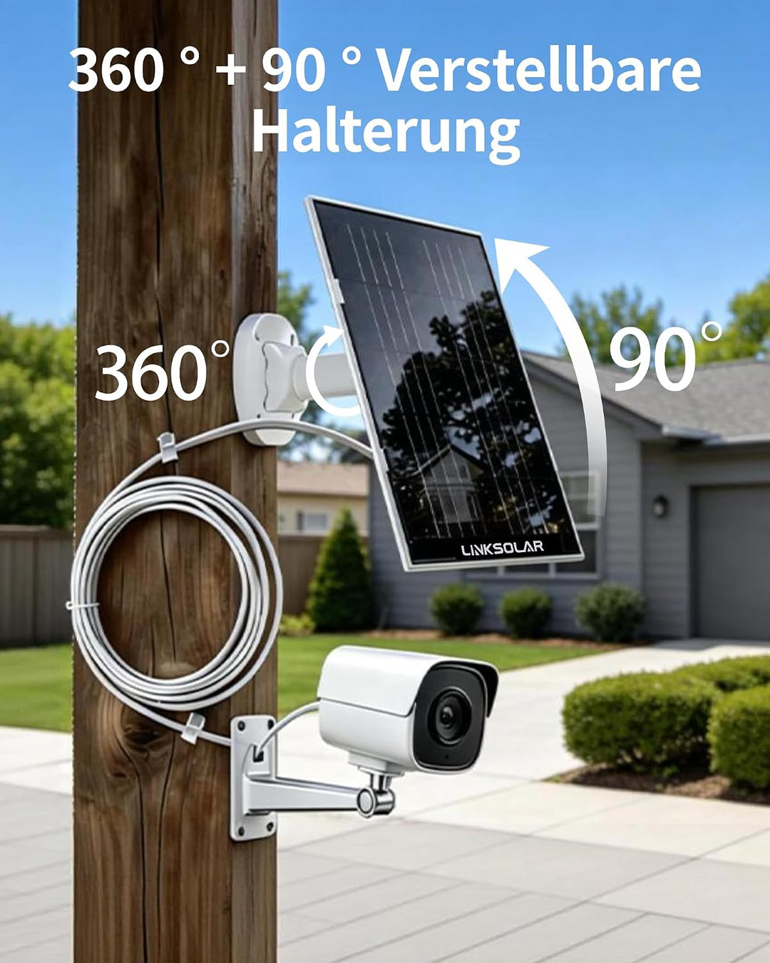 8W Solarpanel für Ring-Sicherheitskamera, Micro-USB, DC &amp; USB-C Schwarz-8w, Schwarz-8w