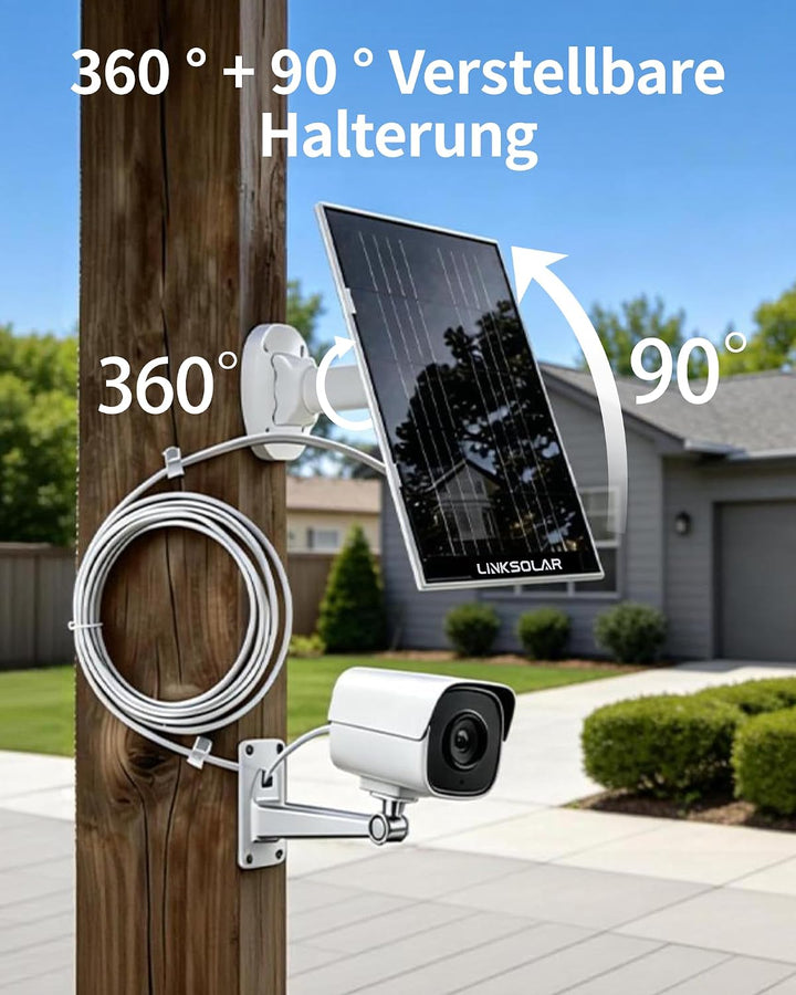 8W Solarpanel für Ring-Sicherheitskamera, Micro-USB, DC &amp; USB-C Schwarz-8w, Schwarz-8w