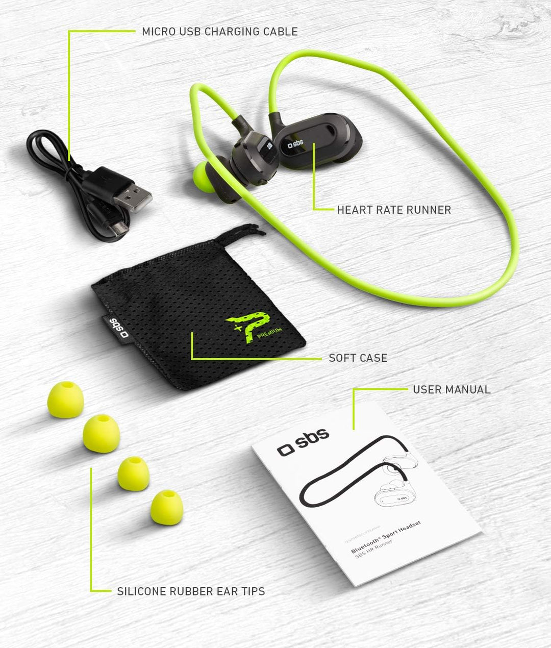 SBS HEART RATE RUNNER Sport-Ohrhörer mit Herzfrequenzmessung, flexiblem Kopfband, Answer/End-Taste,