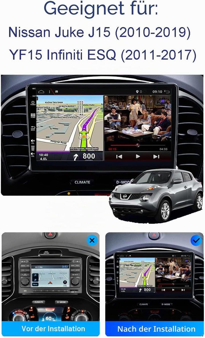 Android 15 Autoradio für Nissan Juke J15 (2010-2019) / YF15 Infiniti ESQ (2011-2017) - Rückfahrkamer