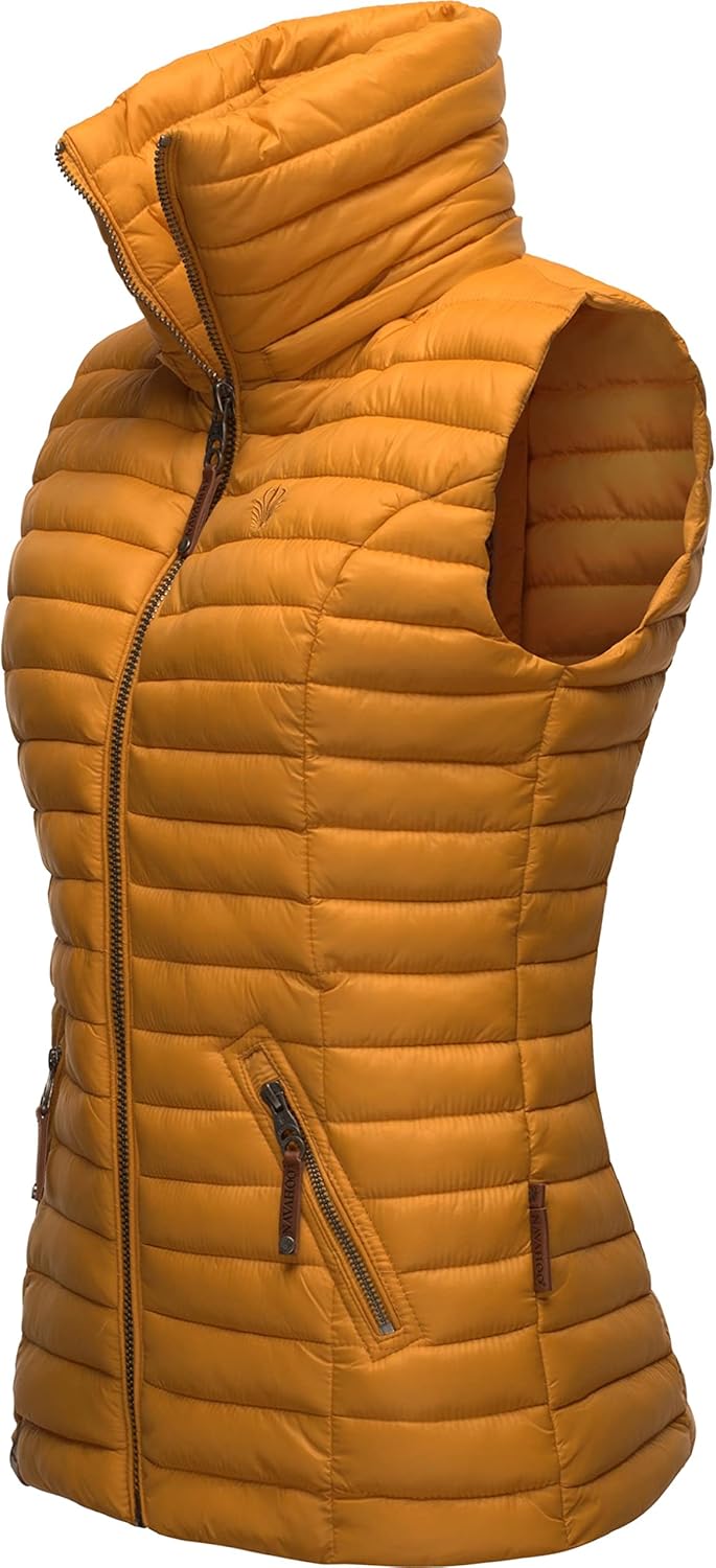 Navahoo Damen Übergangsjacke leichte Steppweste mit Abnehmbarer Kapuze Shadaa XS-3XL XS Gelb, XS Gel