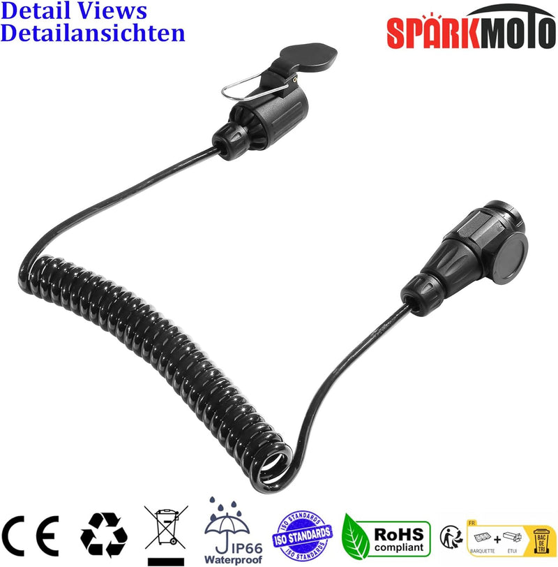 SPARKMOTO Anhänger Verlängerungskabel 12V 13 polig Anhänger Adapterkabel,Spiral Anhänger Verlängerun