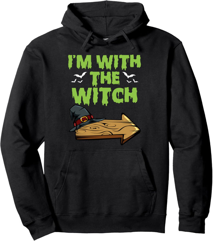 I'm With The Witch Halloween Matching Paar-Kostüm Lustig Pullover Hoodie