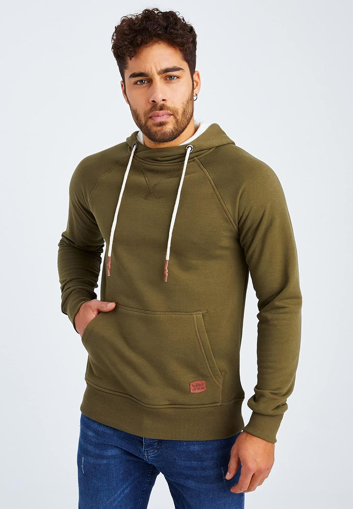 Leif Nelson Herren Pullover Hoodie Kapuzenpullover Longsleeve Basic Sweatshirt Sweater LN8153 S Khak