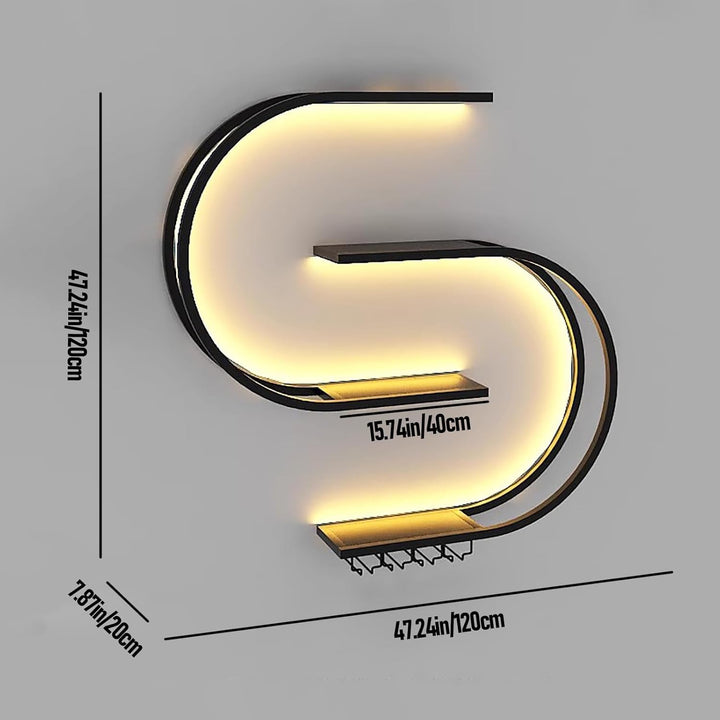 Weinregal zur Wandmontage, schwebendes Barregal mit 4 Ebenen, Industriedesign, Flaschenregal aus Met