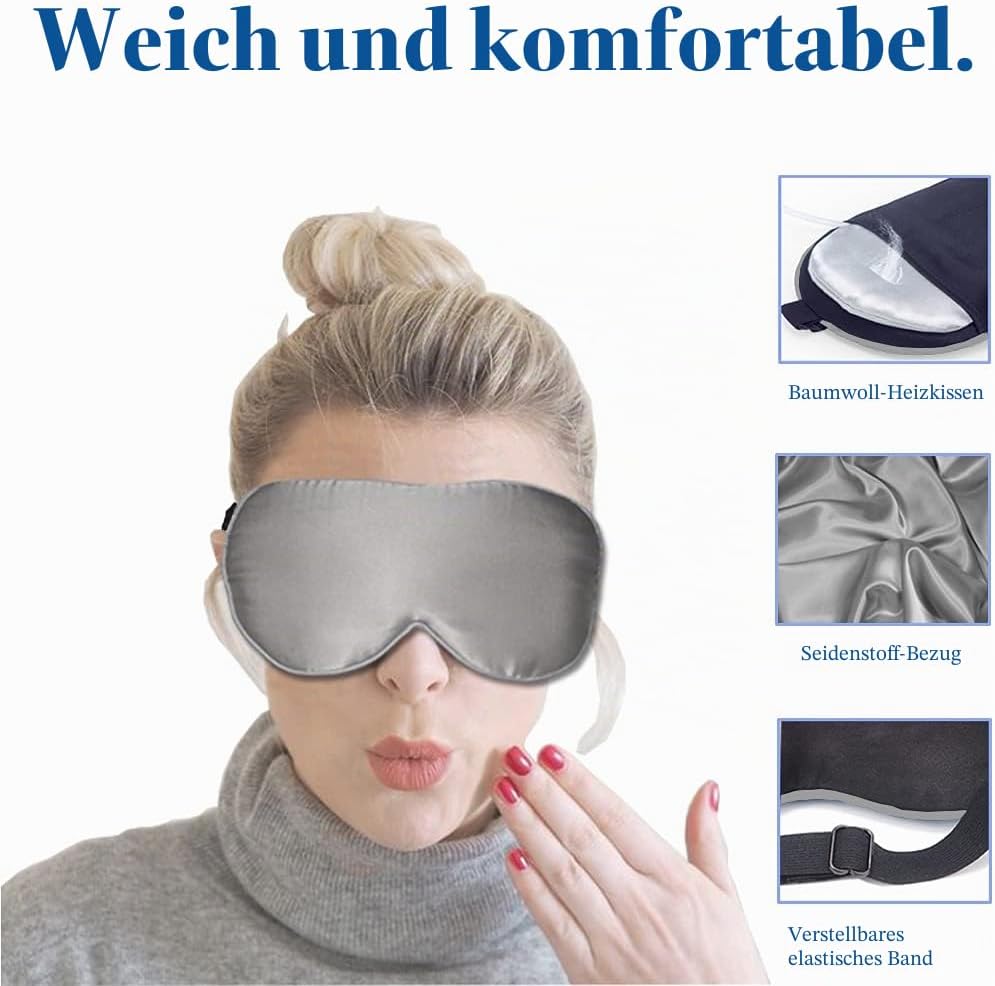 Beheizte Augenmaske, PJYU Seidenaugenmaske für geschwollene Augen, trockene Augen, Blepharitis-Behan
