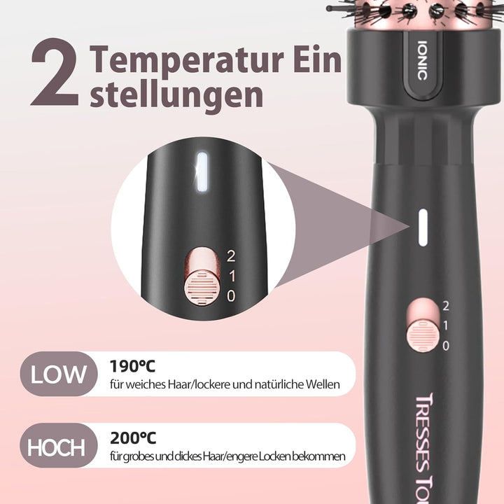 Thermal Brush, Thermobürste Negativ-Ionen, Wärmebürste Rundbürste mit 2 Temperaturstufen, Stylingbür