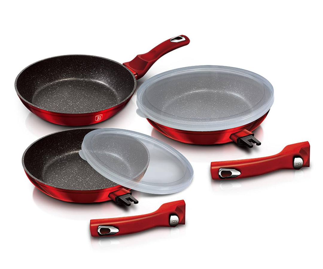 Berlinger Haus - BH/7053-5 PCS Frypan -Set mit abnehmbarem Griff, Ausgabe der Burgundy Metallic Line