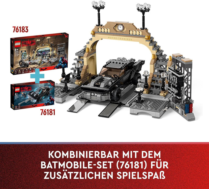 LEGO 76183 DC Batman Bathöhle: Duell mit Riddler, Superhelden-Set mit Spielzeug-Motorrad für Kinder