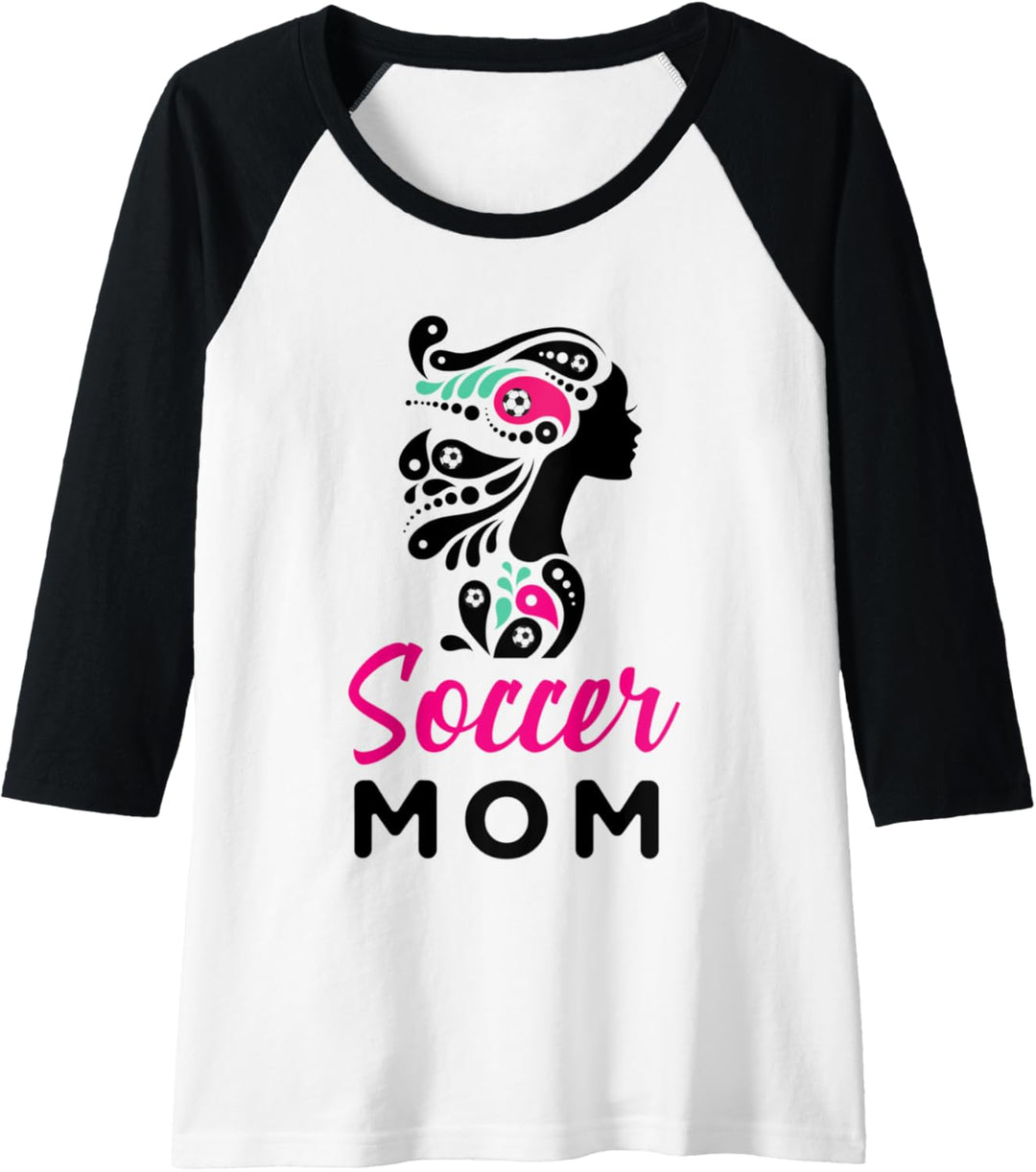 Damen Fussball Mama Outfit Lustiges Fussball Mutter Mütter Design Raglan