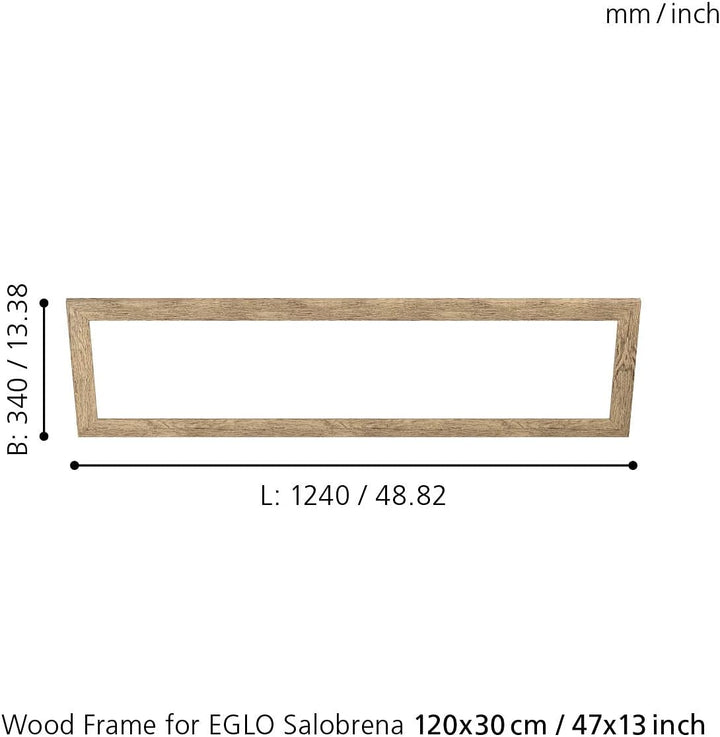 EGLO Deko-Rahmen aus Holz, Zubehör für LED Panel Salobrena 120 x 30 cm, rechteckiger Holz-Rahmen in