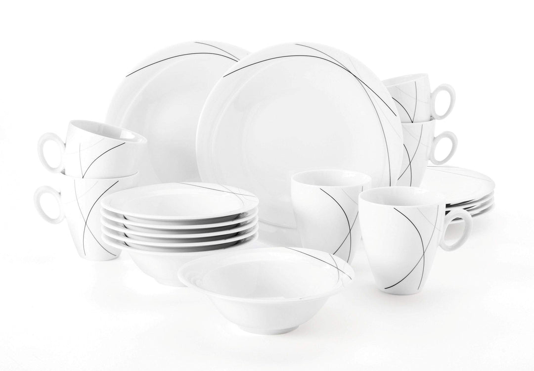 Seltmann Weiden Trio Highline Frühstück-Set 18 tlg., 6 Personen, Grau / Schwarz