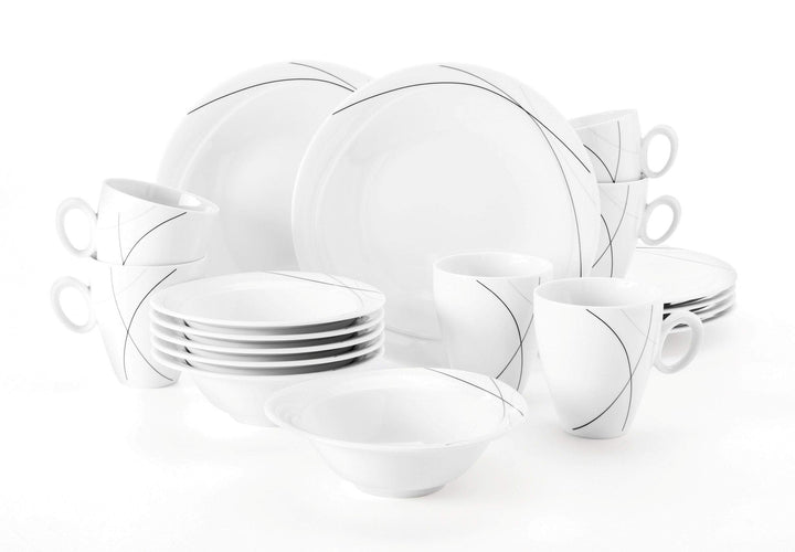 Seltmann Weiden Trio Highline Frühstück-Set 18 tlg., 6 Personen, Grau / Schwarz