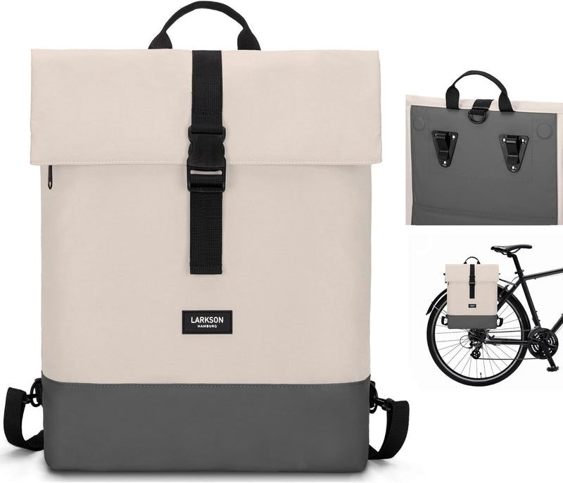LARKSON Fahrradtaschen für Gepäckträger Damen & Herren Sand Grau - Tammo Bike - 2 in 1 Fahrrad Tasch
