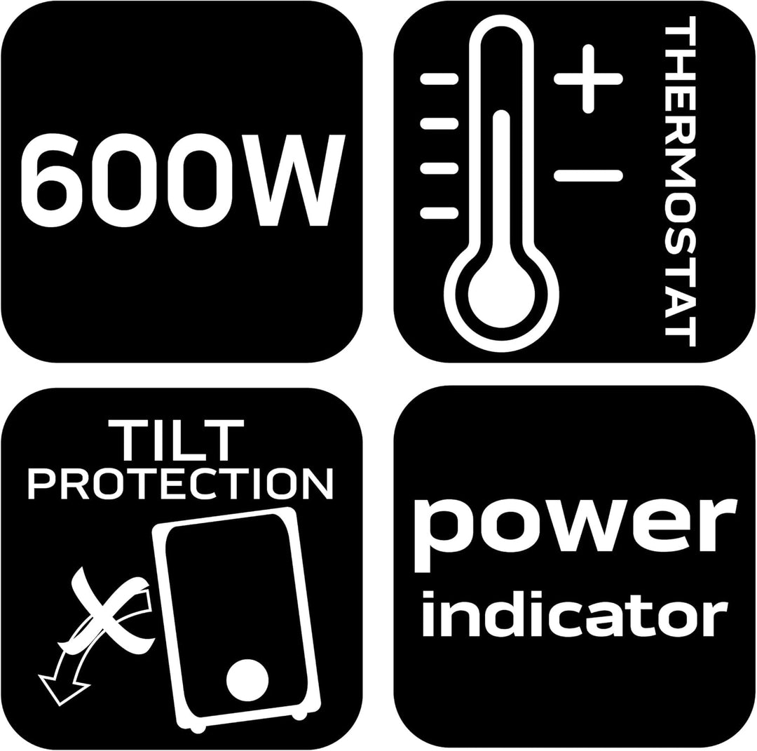NEO TOOLS Tisch-Heizlüfter, 600W - Kompakter Mini-Heizlüfter mit Thermostat & Kippschutz, ideal für