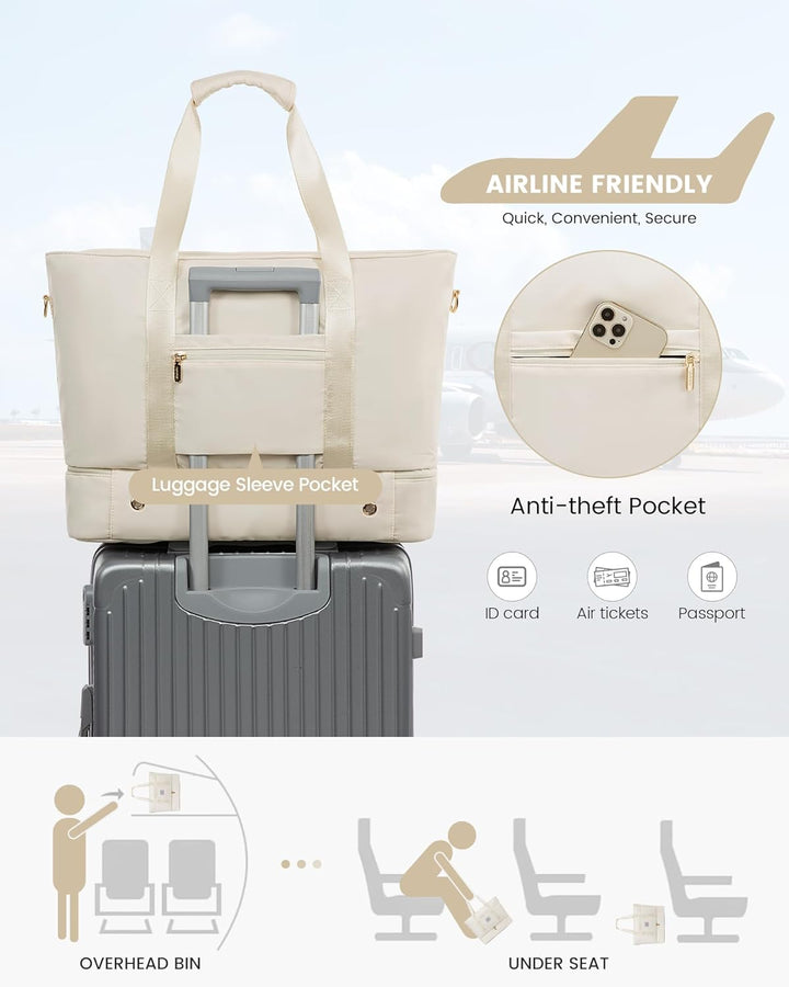LOVEVOOK Reisetasche Damen, Wasserdicht Weekender Travel Bag mit Schuhfach, Duffle Bag Kliniktasche